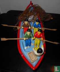 Les pêcheurs portugais en bateau (Nazare) 