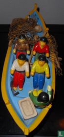 Les pêcheurs portugais en bateau (Nazare)