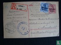 Lüttich-Liège & Maastricht - aangetekende kaart 1918 