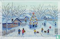 Wintertafereel met kerstboom