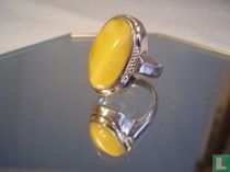 Art Deco Bernstein Ring Silber 800 + See-bernstein