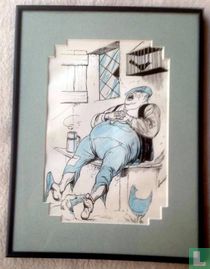Original illustration sleeping farmer