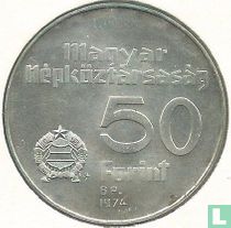 Hongarije 50 forint 1974 "50th anniversary National Bank"
