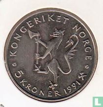 Norway 5 kroner 1991 "175th anniversary of the National Bank"