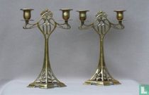 Two bronze candlesticks