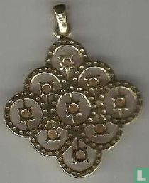 Silver marked PENDANT with gold plate covering & imitations diamonds
