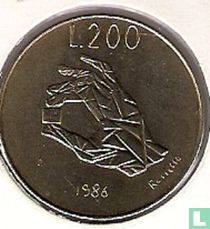 Saint-Marin 200 lire 1986 "Hand with transistor"