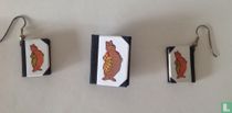 Oorbellen / broche Bommel en Tom Poes
