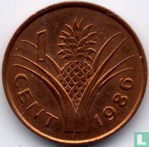 Swaziland 1 cent 1986 (staal bekleed met koper)