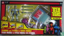 Teen Titans Go ! Cyborg with T-Cycle & Turbo Mobile”