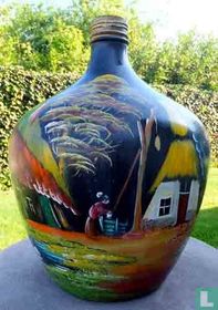 Bouteille avec peinture.