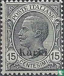 König Viktor Emanuel III., mit Aufdruck  