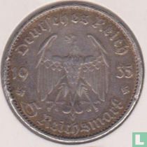 Empire allemand 5 reichsmark 1935 (G) "1ère anniversaire du régime nazi"