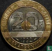 France 20 francs 1992 (4 rangées - V fermé)