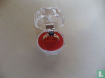 Blauwe Saffier Design op een 18k vergulde ring