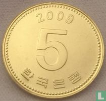 Corée du Sud 5 won 2009