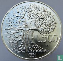 Italië 500 lire 1991 "Flora and fauna of Italy"