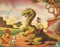 Prent Tom Poes blokkendoos - Bommel, Tom Poes, Wammes Waggel met Kaspar de draak