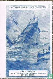 Destroyers Circling Round Torpedoed Ship After U-Boat.