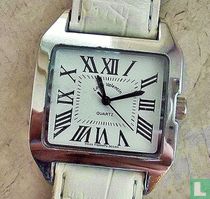 Damen-Armbanduhr, weiß-silber