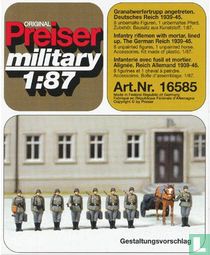 tirailleurs d'infanterie avec du mortier, alignés. Le Reich allemand 35-45