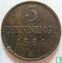 Mecklembourg-Schwerin 3 pfenninge 1864