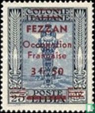 Surcharge sur les timbres libyens