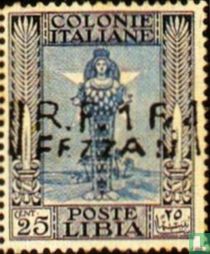 Surcharge sur les timbres libyens