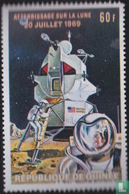 Landing on the moon, with French overprint for sale