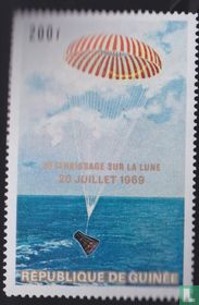 Landing on the moon, with French overprint for sale