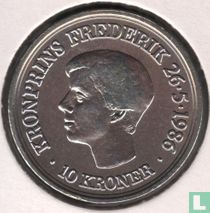 Dänemark 10 Kroner 1986 "18th birthday Crown Prince Frederik"