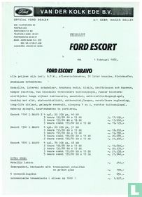 Ford Escort Bravo prijslijst