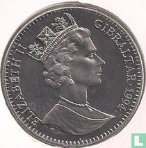Gibraltar 1 Crown 1994 "25th anniversary of the first man on the moon - rocket launching"