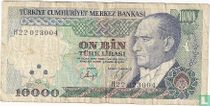 Turkey 10,000 Lira ND (1989/L1970) for sale