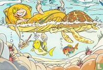 5 Jongen ligt op luchtbed in water