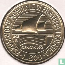 Italy 200 lire 1992 "World thematic philatelic exhibition of Genoa"