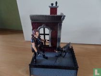 Lara Croft with ferocious doberman