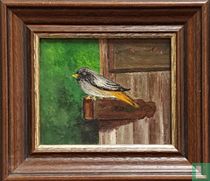 Vogel am Scharnier Tür