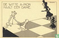 De witte a-pion haalt een dame