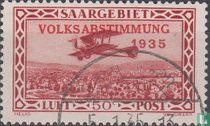 Luftpost mit Aufdruck  "VOLKSABSTIMMUNG 1935"