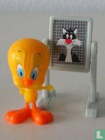 Tweety met grijs schoolbord