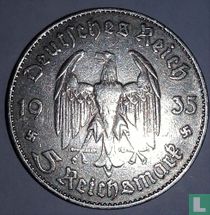 Empire allemand 5 reichsmark 1935 (J) "1ère anniversaire du régime nazi"