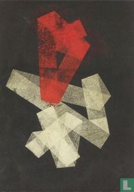 Gefaltete Streifen in Rot und Weiss auf Schwartz, 1933