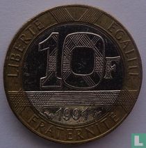Frankreich 10 Franc 1991 (Prägefehler)