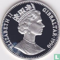 Gibraltar 1 crown 1990 (PROOF) "Football World Cup in Italy - two players"