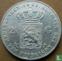 Pays-Bas 2½ gulden 1845 (type 2)