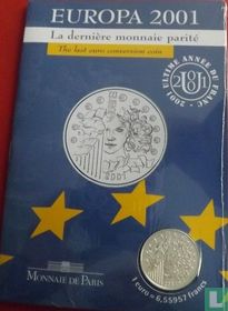 Frankrijk 6,55957 francs 2001 (folder) "The last euro conversion coin"