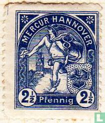 Mercury with Hanover Coat of Arms (striped background) 