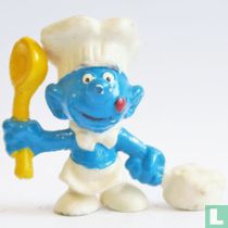 Koksmurf met pollepel en steelpan 