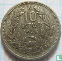 Chile 10 centavos 1934